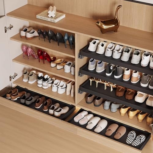 Pull-Out Shoe Rack Organizer for Under Cabinet Storage, Space-Saving Slide Rail Shelf for Entryway & Bedroom, Compact 66x31cm Shoe Storage Solution