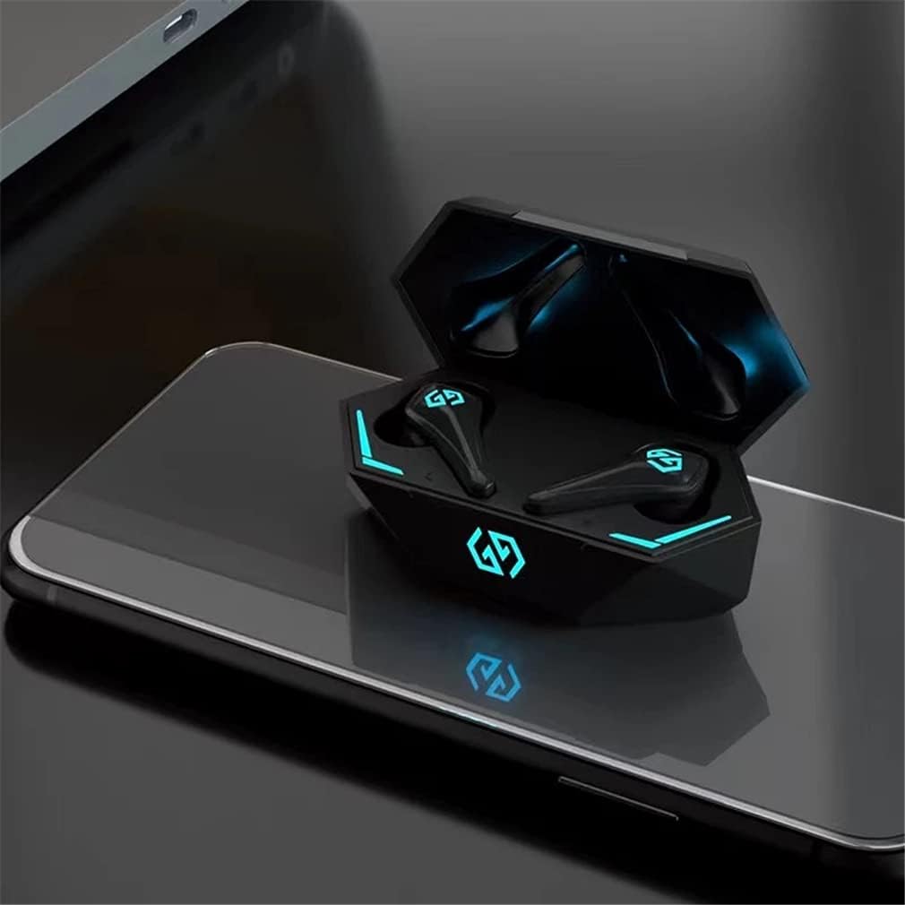 TWS True Wireless Dual Bluetooth 5.0 Earbuds for Games, Deep Bass HiFi Stereo Low Latency Gaming Earphones Built in Mic, IPX5 Waterproof and 25H Play Back