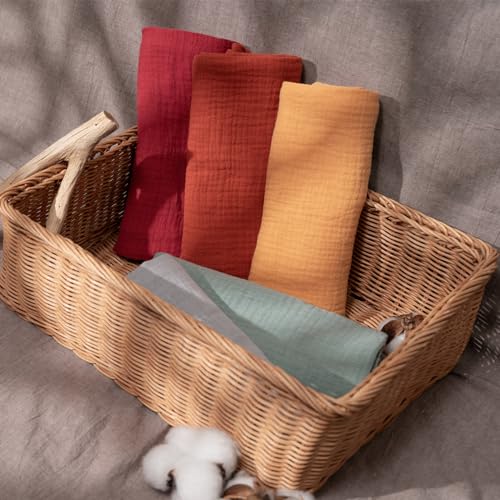 Image of Muslin Receiving Blankets, Neutral Blanket Swaddling for Newborn Boys and Girls, 5 Pack Breathable and Skin-Friendly Swaddle Wrap for Infant Baby (Fresh Colors)