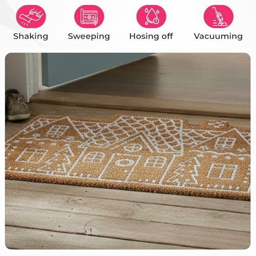 Image of HOKIPO 40x70 cm Natural Coir Door Mat for Entrance, House Shape Design, Cottage House (IN-1058)