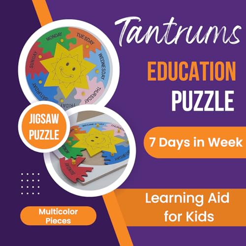 Image of Tantrums Days of The Week Learning Puzzle Board, Wooden Educational Toy with Sun Design, Multicolour,for Kid