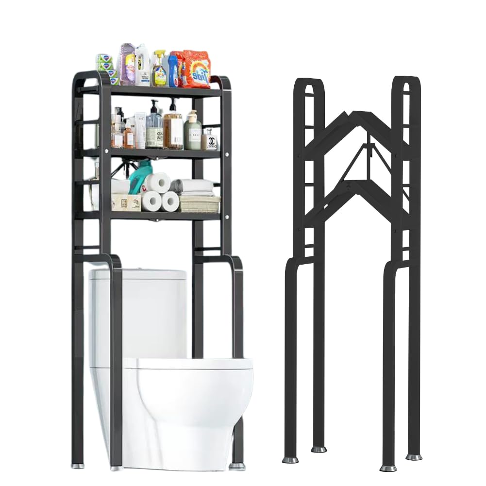 【折り畳み浴室置物棚床式トイレトイレキッチンの設置なし】0 Amazon｜MISHIP トイレ収納ラック 3段 折りたたみ棚 幅50×奥行25×高さ