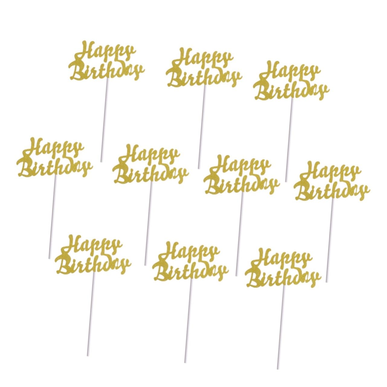 COLLBATH 10pcs Happy Birthday Cake Topper Flag Party Decorations for Birthday Party