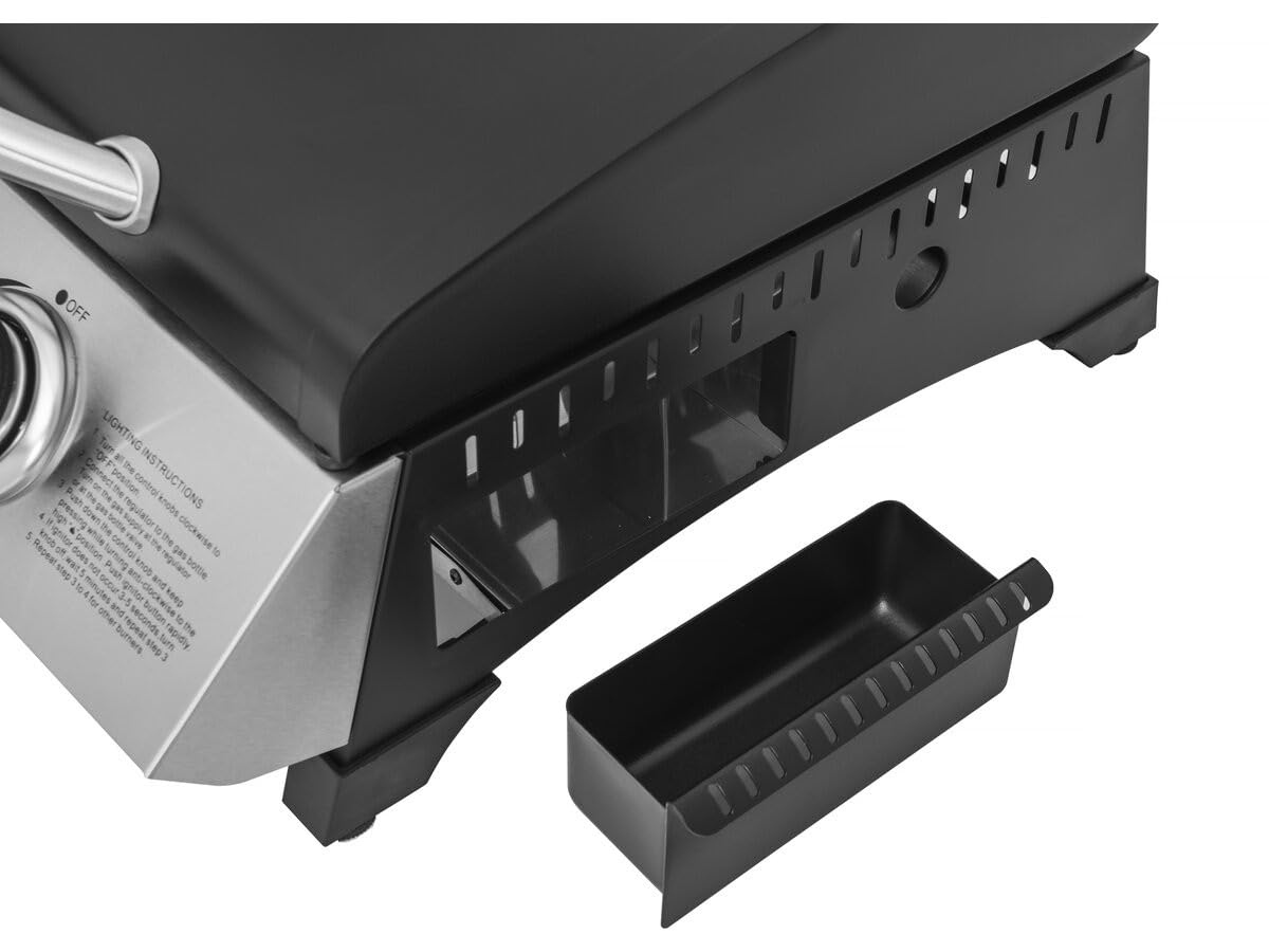 Plancha gaz avec Couvercle Rasio - 7.5 KW - 3 brûleurs - Noir