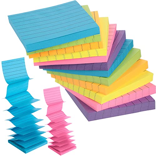 Notes autocollantes lignées pour le bureau et l'école, 12 blocs de couleurs vives à coller partout
