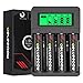 Delyeepow Batterie AA 4 pièces Chargeur de Batterie LCD, Batterie Rechargeable Lithium polymère AA 1.5V, Haute capacité 3400mWh,Rechargeable à 1500 Cycles, Chargeur LED 4 Slots Charge Rapide USB