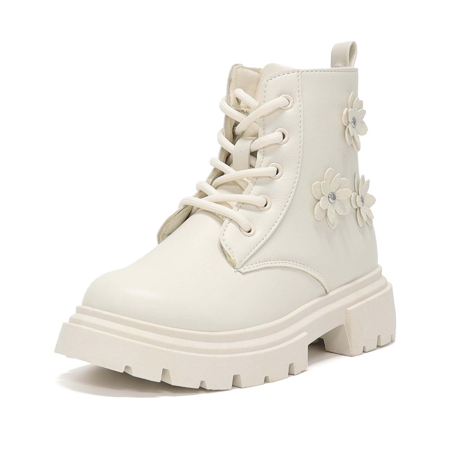 Wulubaba Toddler Girls Combat Boots, Side Zipper Lace Up Boots