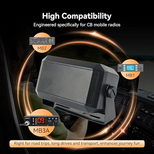Image of Retevis MB3A AM /FM CB Radio Kit with External Speaker, 40-Channel, Long Range Trucker Radio with Antenna, 12V /24V Cigarette Lighter, PA, Noise Limiter, Emergency Channels 9 /19, Cooling System