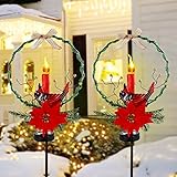 GUOOU Solar Christmas Yard Decorations, Outdoor LED Solar Powered Candle Xmas Pathway Lights, Metal...