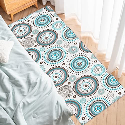 Runner Rugs, Polka Dot Circle Flower Geometric Pattern Non Slip Low Profile Hallway Runner Rug For Entryway Entrance Kitchen Laundry Room Bedroom, 15.7"X47.2" #TOP3