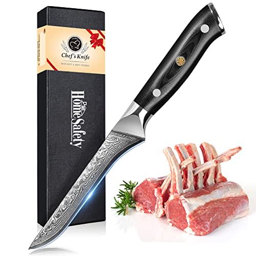 Damascus Fillet Knife, 14.5 cm Fish Knife Made of 67 Layers of VG10 Damascus Steel, G10 Handle, Gift Box, Filleting Knifes use for Home Restaurant Kitchen