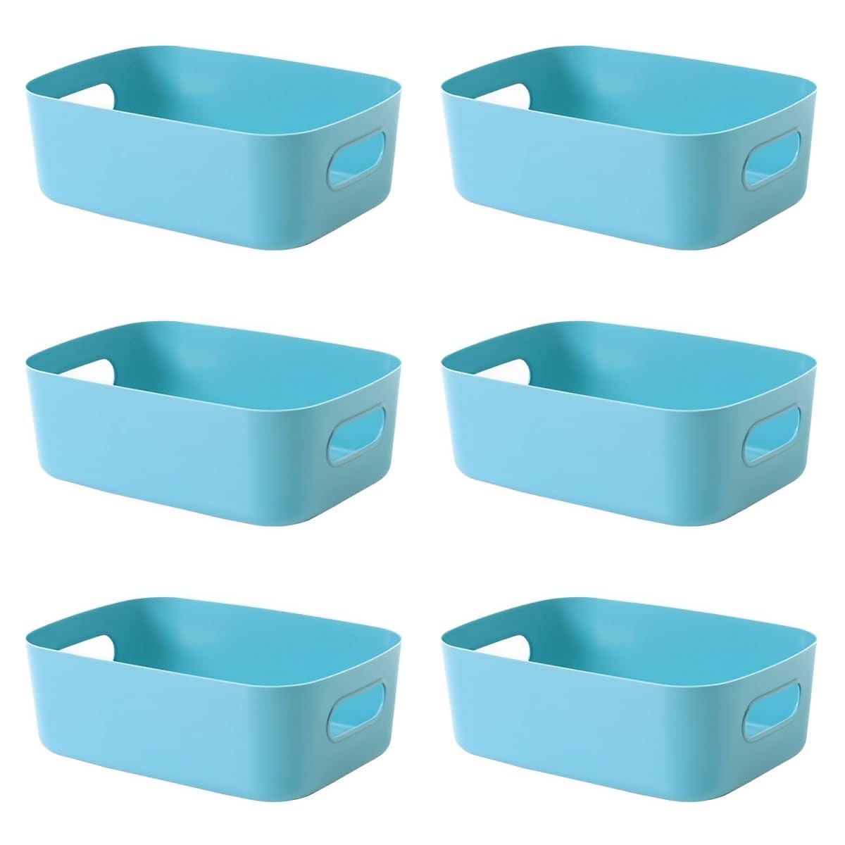 JPORSHU 6 Pack Storage Bins, Plastic Storage Containers，with Handle, Cute Organizer Bins for Craft, Snacks, Pantry, Cabinet，8X5.9X2.75 inch (Light green)
