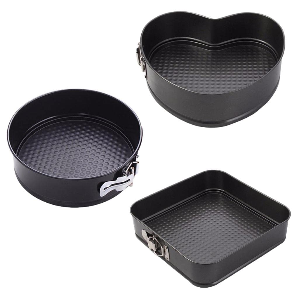 Lot de 3 moules à charnière antiadhésifs et étanches pour gâteau au fromage, style E