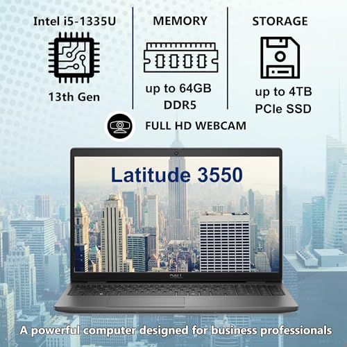 Image of Dell Latitude 3550 Business Laptop Computer, 16GB DDR5 RAM, 1TB PCIe SSD, 13th Gen Intel 10-Core i5-1335U (Beat i7-1255U), 15.6 inch FHD, WiFi 6E, Bluetooth 5.3, USB4 Type-C, Windows 11 Pro(Renewed)