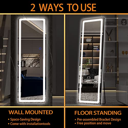 Hasipu-Full-Length-Mirror-with-LED-Lights-Dimming-3-Color-Lighting-56-x-16-Lighted-Floor-Standing-Full-Body-Black