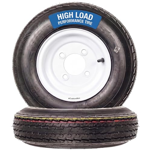 eCustomrim 2-Pack Trailer Tires On Rims 4.80-8 480-8 4.80 X 8 8 Inch Load C 4 Lug White Wheel - 2 Year Warranty w/Roadside