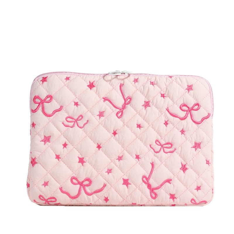 Funda para portátil acolchada con lazo rosa 13 pulg miniatura 1
