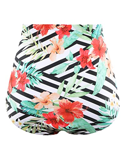 Image of Tempt Me Women's High Waisted Swimsuit Bottom Tummy Control Ruched Bikini Bottom Vintage Swim Bottom Tankini Briefs