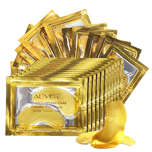 Maschera per la cura degli occhi, con collagene d'oro 24 carati, trattamento anti invecchiamento, maschera per occhi gonfi, cerotti per occhiaie, cerotti per occhiaie, antirughe