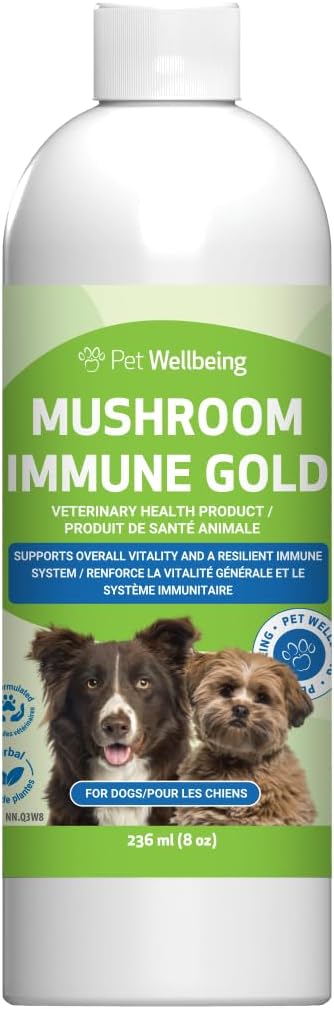 Pet Wellbeing Mushroom Immune Gold for Dogs - Vet-Formulated - Complementary Immune Support with Reishi, Maitake, Turkey Tail - Functional Mushroom Supplement 8 oz (237 ml)