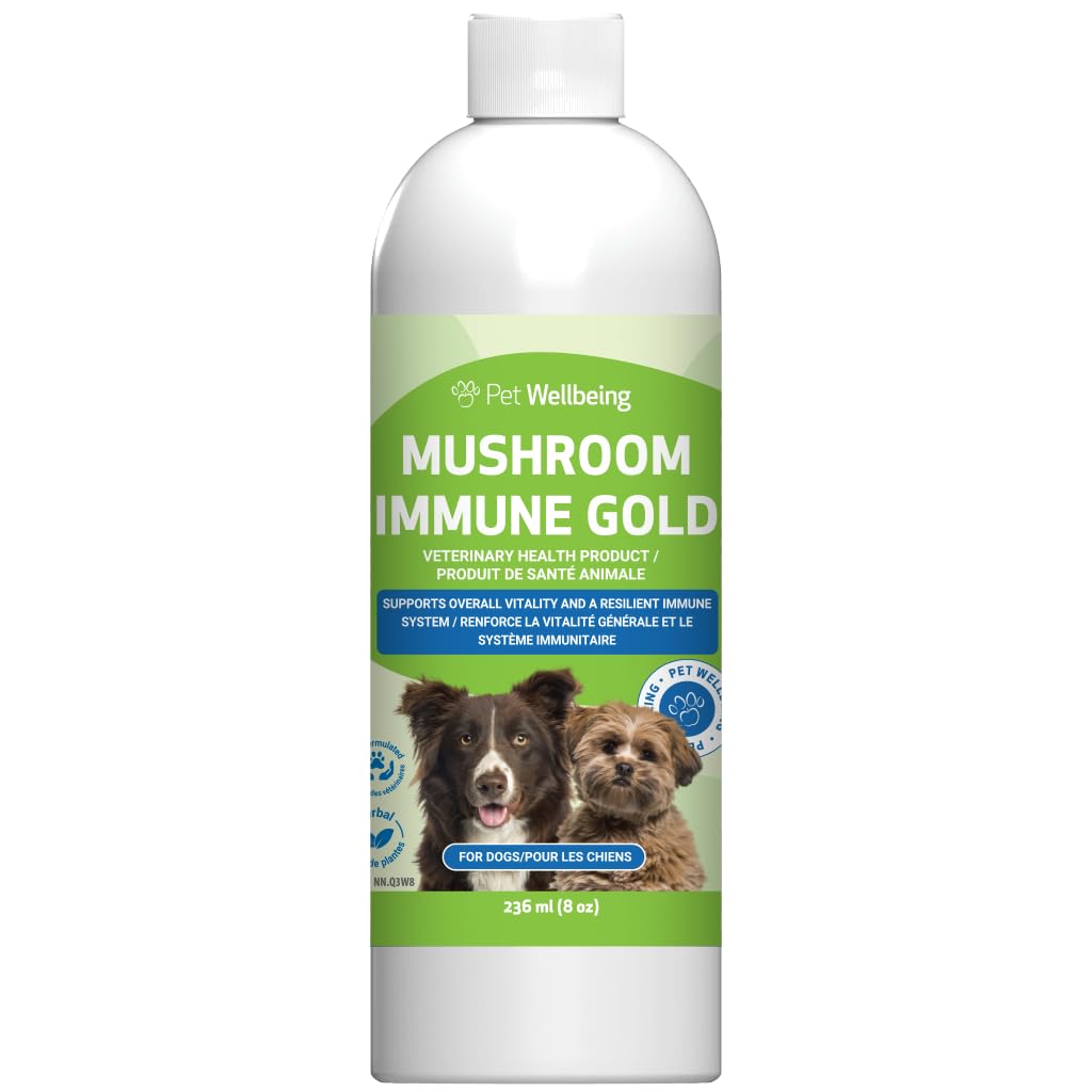 Pet Wellbeing Mushroom Immune Gold for Dogs - Holistic Immune Support with Reishi, Maitake, Turkey Tail, and Milk Thistle - Functional Mushroom Supplement 8 oz (237 ml)