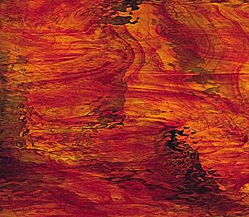 Oceanside Fusible Art Glass Sheet - Ruby Red/Amber Waterglass - 96 COE - 8" X 10" (.56sf) By Stallings Stained Glass