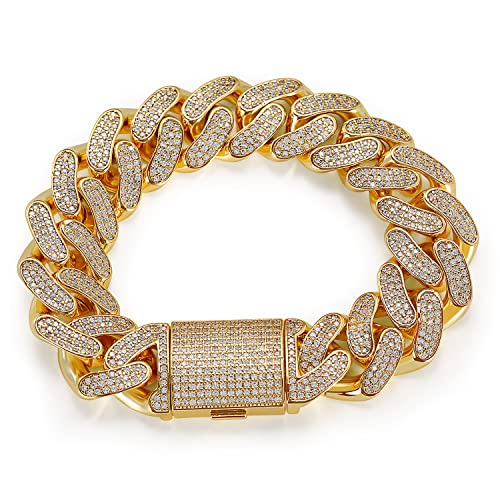Pulsera Cuban Link para Hombre 15mm Oro 18K Chapado miniatura 1