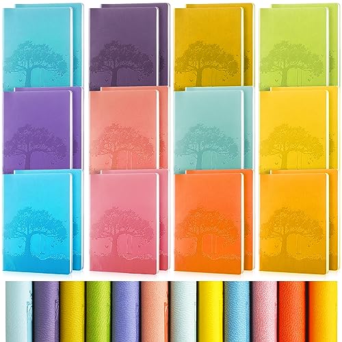 24 Pcs PU Leather Journals Notebook Bulk Colorful Tree Life Lined Journal Notebook Soft PU Leather Cover Ruled Writing Notebook for Writing Office School Home Business 128 Pages, A6 (Fresh Color)