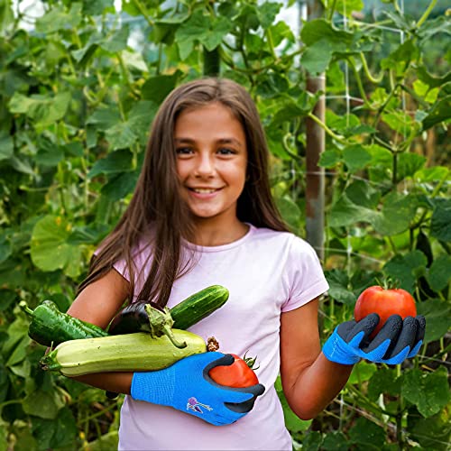 Evridwear Kids Gardening Gloves For Boys Girls Outdoor Yard Work,Planting (M (7-9Yr), Blue) #TOP2