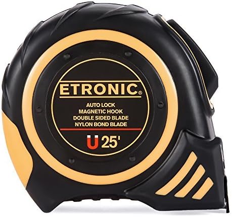 Etronic 25-Foot-by-1-Inch Tape Measure (Auto Lock, Magnetic Hook, Double Sided Blade, Nylon Bond Blade)