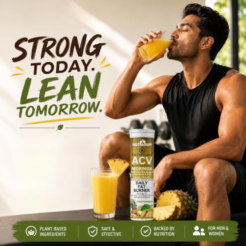 Image of Nutrasium ACV Moringa Metabolism Plus | Apple Cider Vinegar Effervescent Tablet | For Supports Weight Loss, Control Cravings, Convert Fat Into Energy, Boost Energy & Immunity | 90 Tablets Pineapple