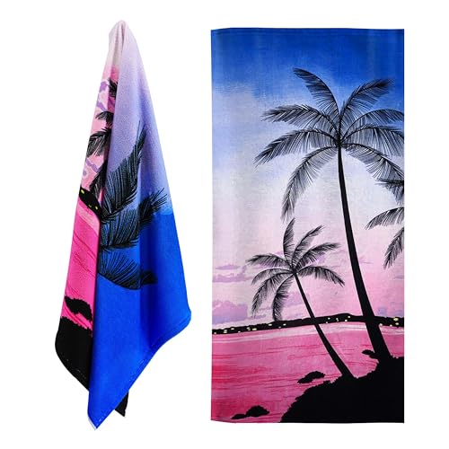 GEEZY Microfibre Beach Towel, Sunset Design - Quick Drying, Lightweight, Sand-Free, Large & Durable, Summer Design - Beach Essentials for Travel, Holiday, Swimming, Sauna, Adults & Kids, 70x140cm
