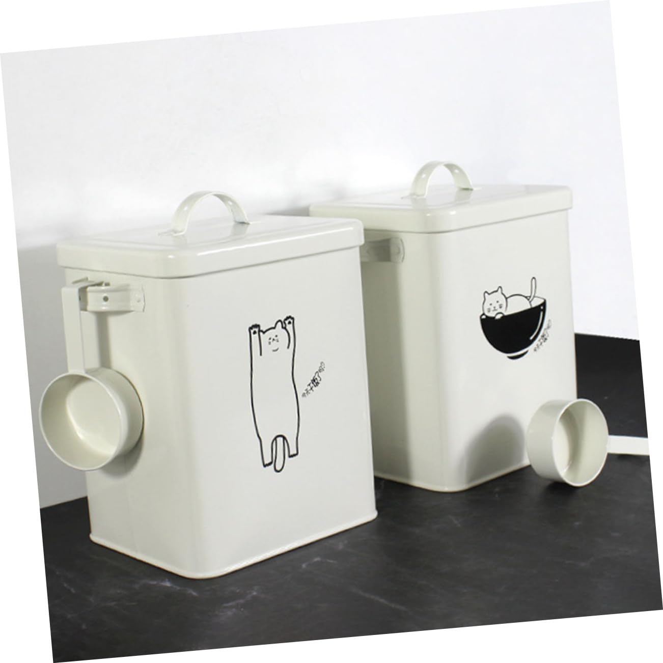 Contenedor de Alimentos para Mascotas de Hierro Blanco, Hermético y Fácil de Limpiar, Que Previene la Humedad para Almacenar Pienso de Perros y Gatos