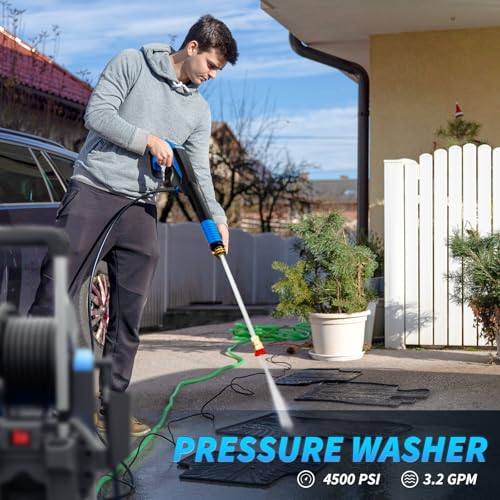 Electric Pressure Washer 4500 PSI, 3.2 GPM, RC Adjustable, 4 Nozzles, Foam Cannon, Car, Patio, FloorCleaning
