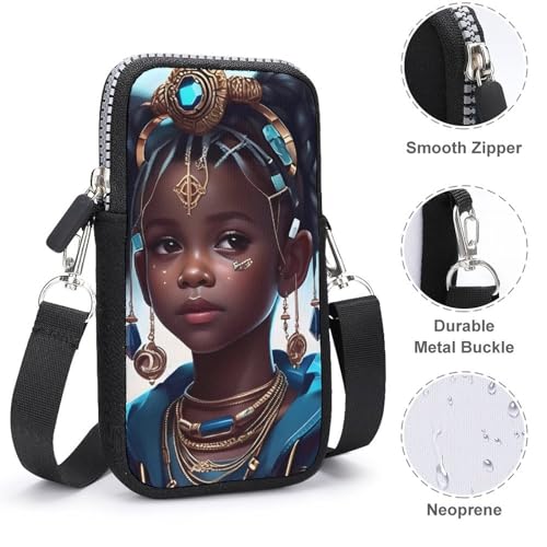 Supdreamc Passport, Credit Card Casual Cell Phone Neck Travel Wallet - Anti-Theft Waterproof Multifunctional Document Organizer Afro Women African American Black Girl Art Wristlet Convertible Bag4