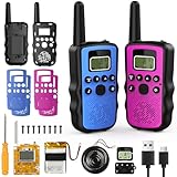 Stem Kits Walkie Talkies for Kids - Science Projects Kit for Kid Age 8-12 Year Old DIY Toys for Teen - Tech Toy Gifts for Boys Girls Ages 10-12 - Rechargeable Walkie-Talkies Long Range 2 Pack