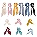 Produktbild YuCool Haargummis, elastische Chiffon-Haarbänder mit 6 Schleifen und 6 Hasenohren, weiche Bänder, Schleife, Pferdeschwanz-Halter, Haarzubehör für Damen und Mädchen, 12 Stück