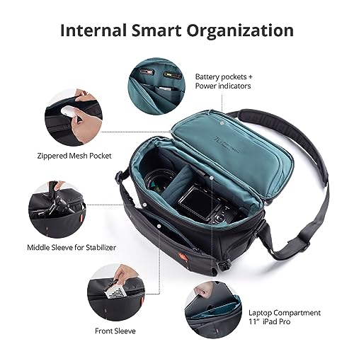 Image of PGYTECH OneMo Sling Camera Bag 7L-9L,Black Crossbody Camera Shoulder Bag | Waterproof Camera Case for Photographers Travel, DSLR Camera Bag for Sony /Canon /Nikon /DJI Mavic /Mirrorless /Tripod /Laptop