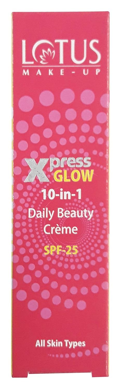 Lotus Make-Up Xpress Glow 10 in 1 Daily Beauty Cream | Bright Angel | Tinted | Semi Matte Finish | SPF 25 | 30g