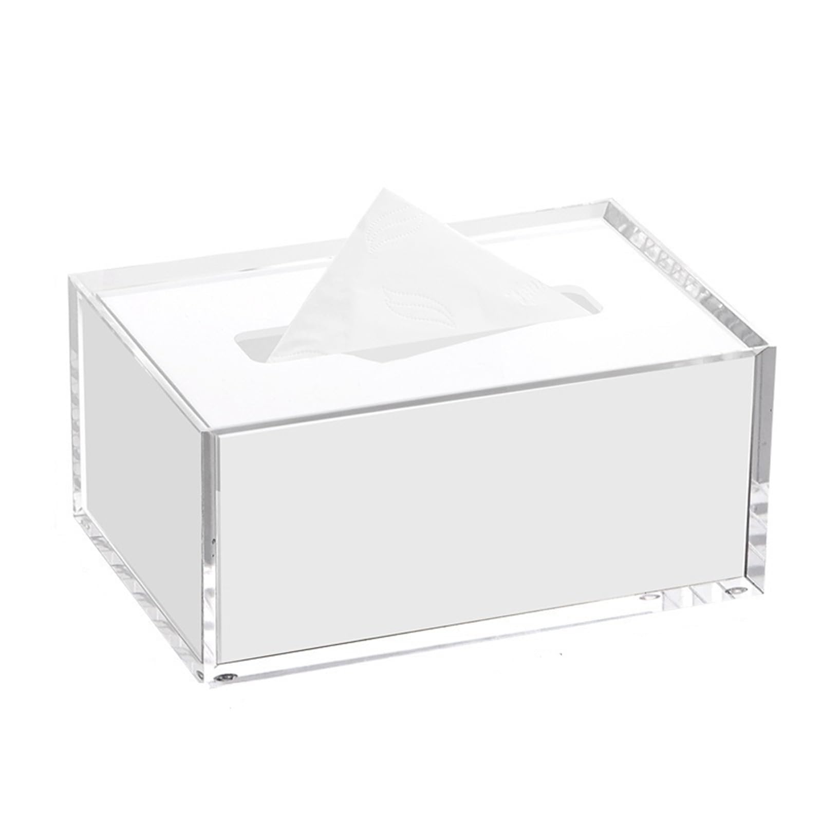 Multifunctional Tissue Box Holder Rectangular Napkin Facial Tissues Holder Dispenser Home Office Car Tissue Box Cover Decorative Container Decorative Napkin Holder(White,Small)