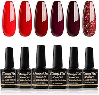 Shining She Gel Nail Polish, 6 Colors Light Pink Glitter Gel Polish Kit Soak-Off UV/LED Nail Polish Gel Gift for Nail Art Salon DIY Home, 8ML