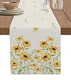 Spring Floral Table Runner 36 Inches Long Farmhouse Dress Scarves, Yellow Daisy Summer Botanical Rus