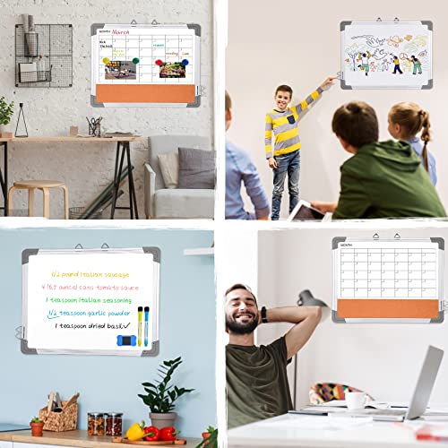 Monthly Calendar Whiteboard Dry Erase, Cork Board White Board For Wall, Double-Sided Magnetic Dry Erase Board, Portable Small Whiteboard For Office, Home, Planning, Memo, 16 X 13.5 Inch #TOP5