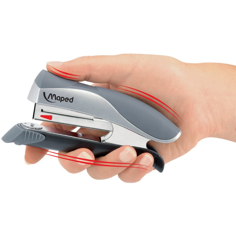 Maped Stapler Ergologic Half 26/6 Black Box (Grey & White), Standard, (352511 5) 2