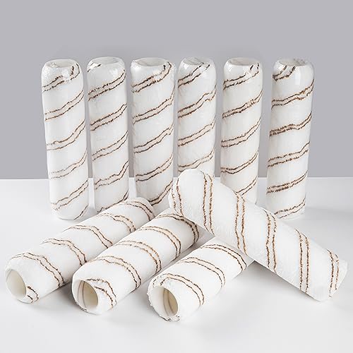 Mister Rui 9 Inch Paint Roller Covers, 12 Pack Bulk Saver for Whole House Painting, 3/8 Inch Nap Professional Roller Sleeves