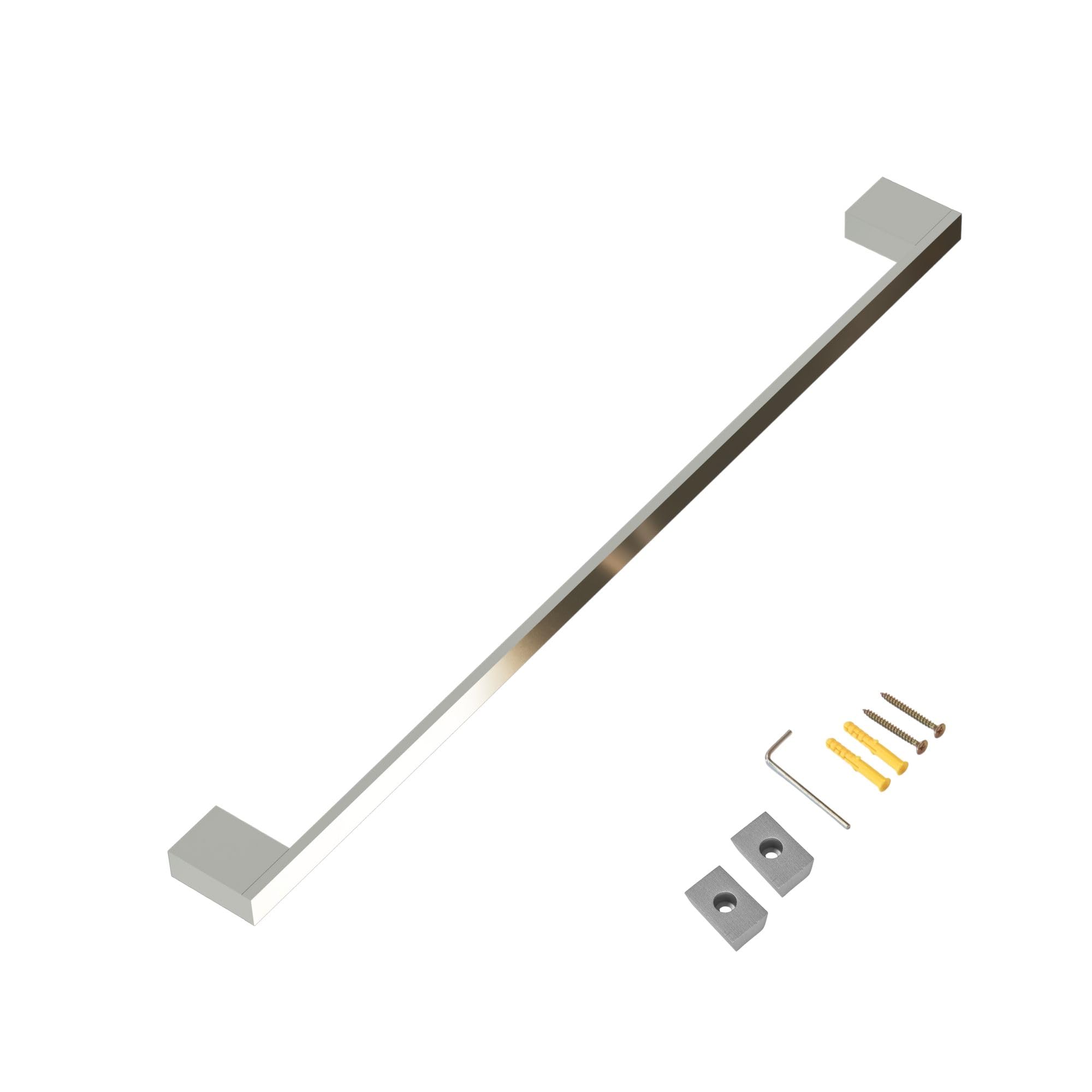 kalb | Portasciugamani Lenn in alluminio extra lungo (80 cm) per parete, doppio fissaggio, bagno e lavabo, nero o cromato, portasciugamani (cromato)