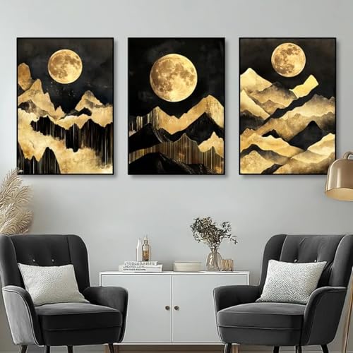 Décoration murale artistique moderne triptyque luxe encadré - 2