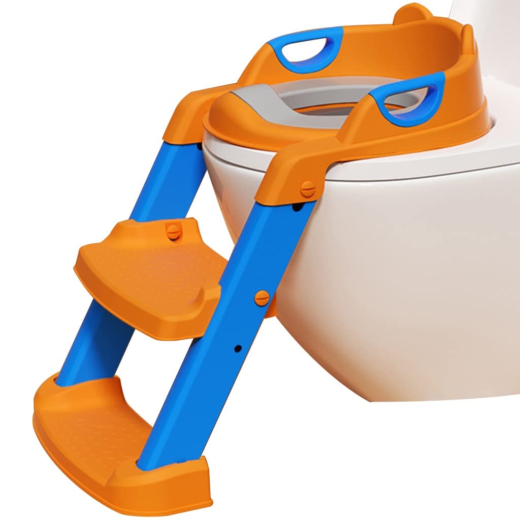 Potty Seat with Folding Ladder for Boys and Girls Toilet Seat with Adjustable Ladder Potty Chair Comfortable PU