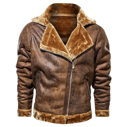 Veste en Cuir Doublée en Polaire DGKaxiyaHM à Revers Échancré Haut de Gamme