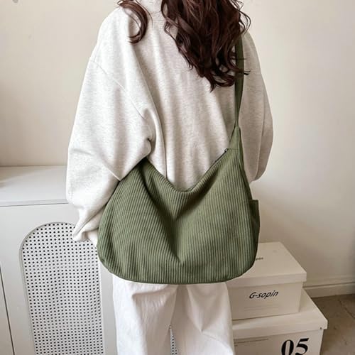 Women Casual Croduroy Crossbody Bag Large Crescent Shoulder Handbag Solid Hobo Tote Satchel Shopping Commuting2